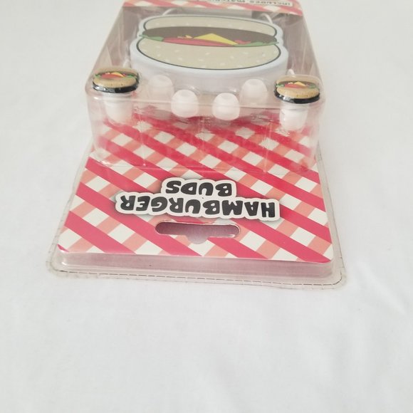 HOT TOPIC Fun Hamburger Ear Buds with Storage Case in it s Original Package RARE - Picture 3 of 10